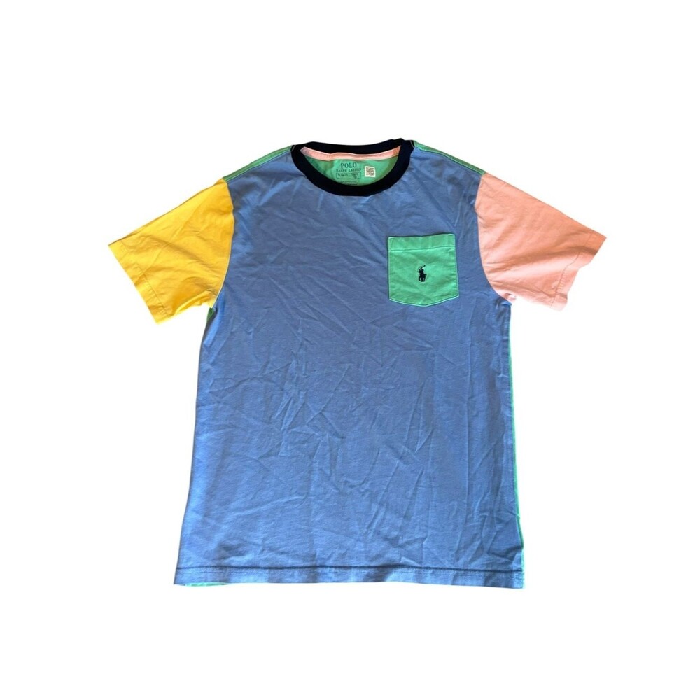 Polo Ralph Lauren Color Blocked Cotton Pocket Tee Boys Size Medium 10 to 12